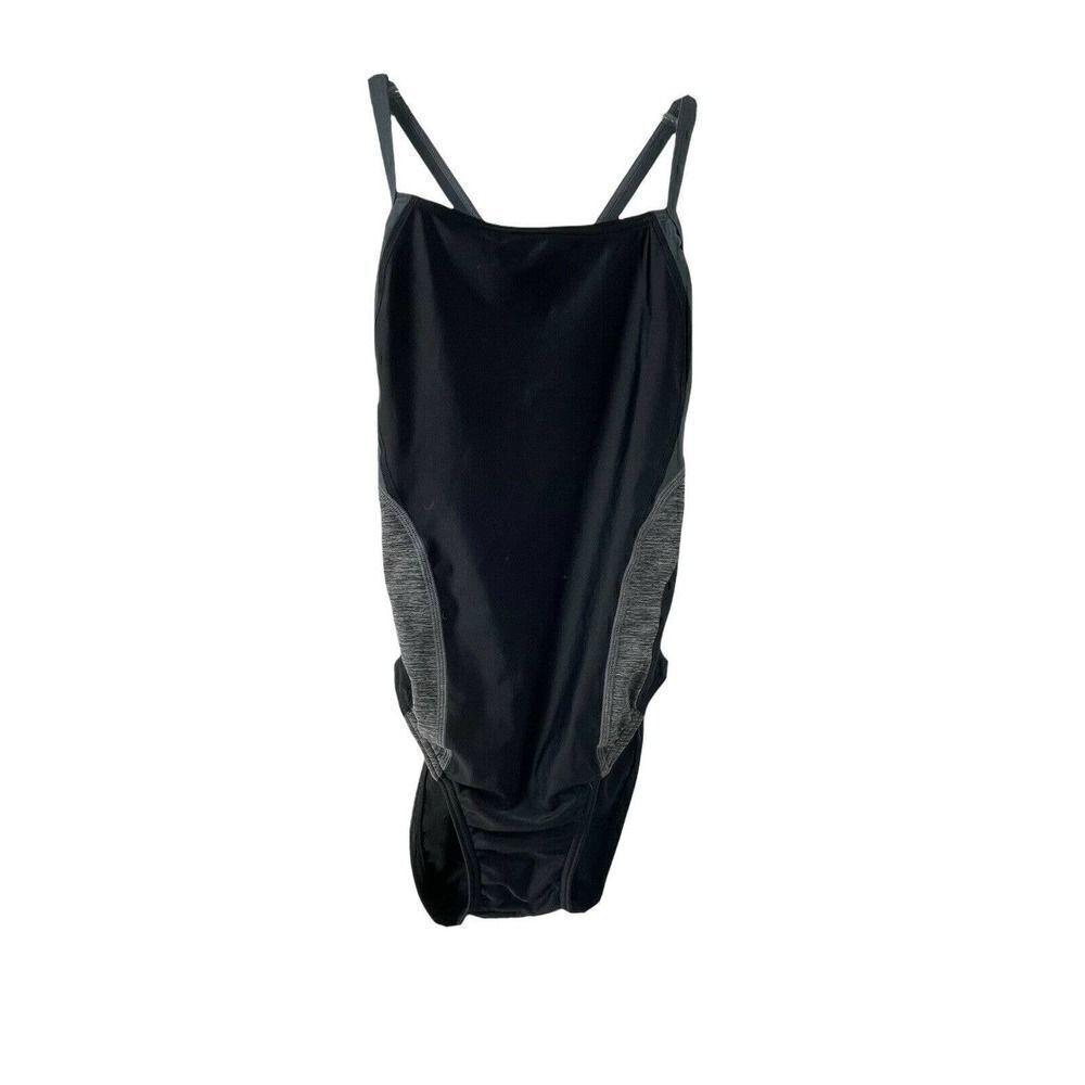 Speedo Pro LT Swimsuit One Piece Womens Size 6 Black & Gray Scoop Cross Back